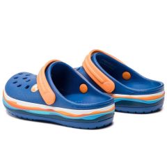 Slapi Crocs Crocband Wavy Band Clog K Blue Jeans Crocs - 4